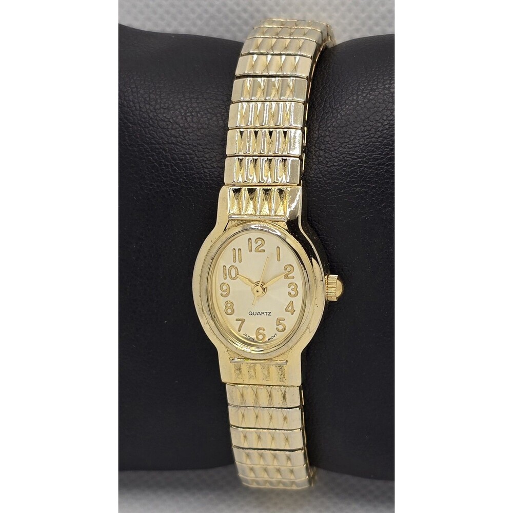 Women's Advance Quartz Oval Gold Tone Dial Case Expansion Band Watch 04 - Picture 2 of 8
